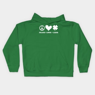 Peace Love Luck Clover Heart St Patrick's Day Kids Hoodie